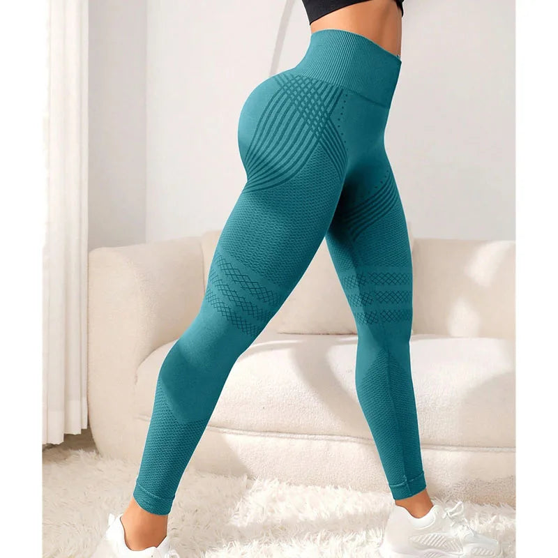 Woman Yoga Pant High Waist Elastic Push Up Seamless Sports Leggings Quick Dry Breathable Shaping Elastic Tight Pants Sports