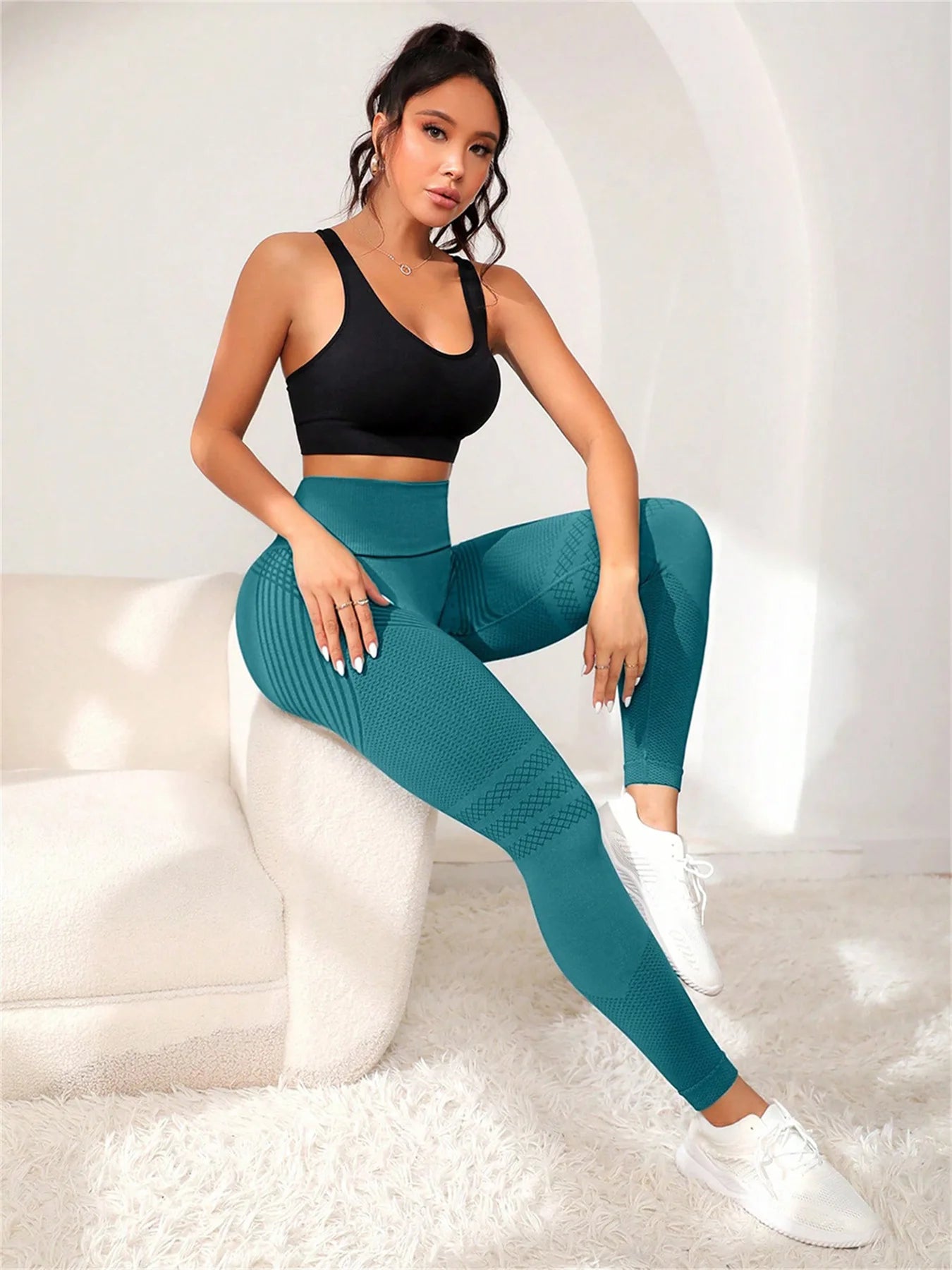 Woman Yoga Pant High Waist Elastic Push Up Seamless Sports Leggings Quick Dry Breathable Shaping Elastic Tight Pants Sports